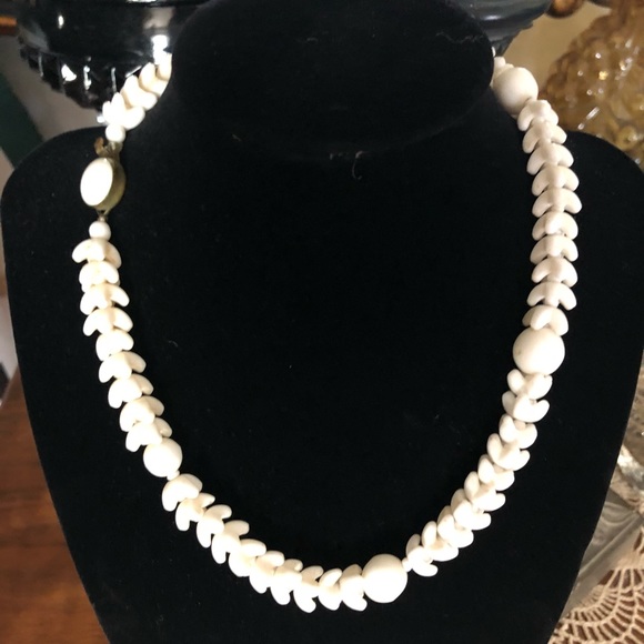 Vintage White Stacking Bead Necklace - Picture 2 of 6